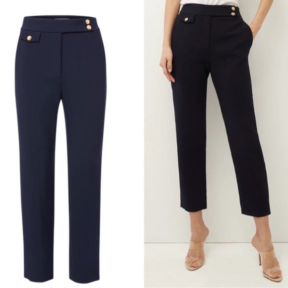 Veronica Beard -women’s Renzo straight leg pants navy  tailored crop trousers 16 - Picture 2 of 10
